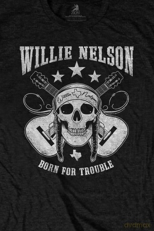 Willie Nelson: Unisex T-Shirt: Skull (Black) (Small)
