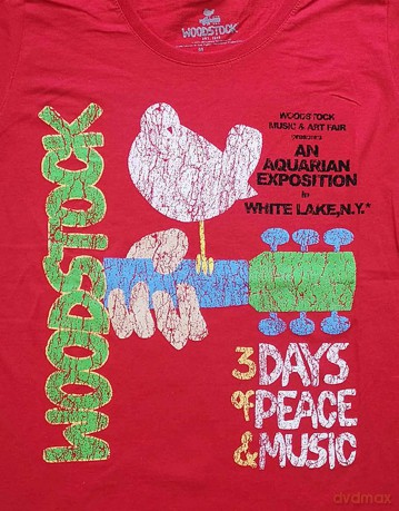 Woodstock: Ladies T-Shirt: Vintage Classic Poster (Red) (Medium)