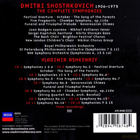 Vladimir Ashkenazy: Shostakovich:The Symphonies [12CD]