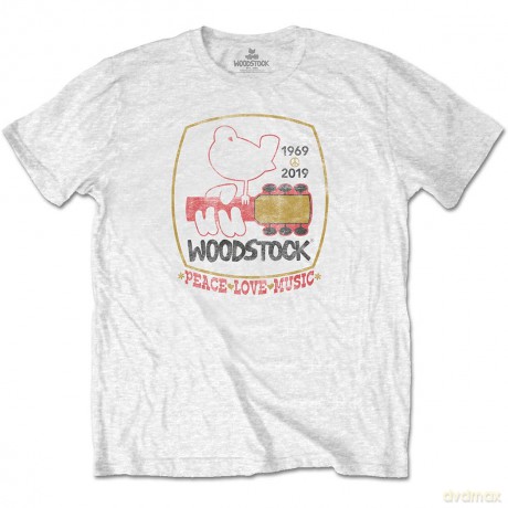Woodstock: Unisex T-Shirt: Peace Love Music (White) (Small)