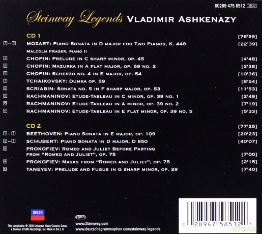 Vladimir Ashkenazy: Steinway Legends (digipack) [2CD]