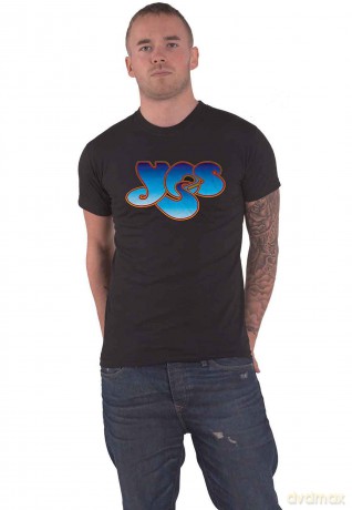 Yes: Unisex T-Shirt: Classic Blue Logo (Black) (X-Large)