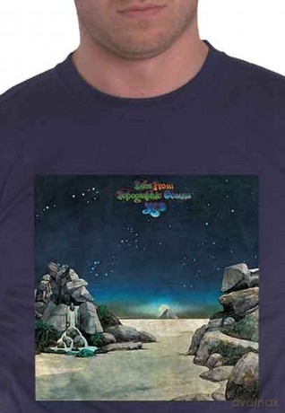 Yes: Unisex T-Shirt: Topographic Oceans (Navy Blue) (Small)