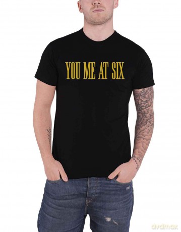 You Me At Six: Unisex T-Shirt: Yellow Text (Black) (Large)