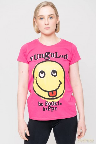 Yungblud: Ladies T-Shirt: Raver Smile (Pink) (Back Print) (Medium)