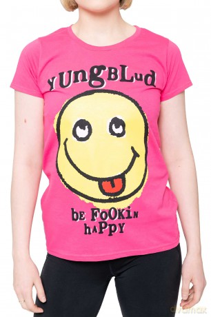 Yungblud: Ladies T-Shirt: Raver Smile (Pink) (Back Print) (X-Small)