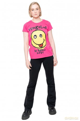 Yungblud: Ladies T-Shirt: Raver Smile (Pink) (Back Print) (XX-Large)