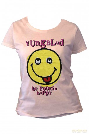 Yungblud: Ladies T-Shirt: Raver Smile (White) (Back Print) (Medium)