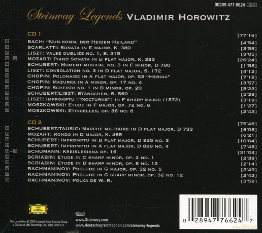Vladimir Horowitz: Steinway Legends (digipack) [2CD]