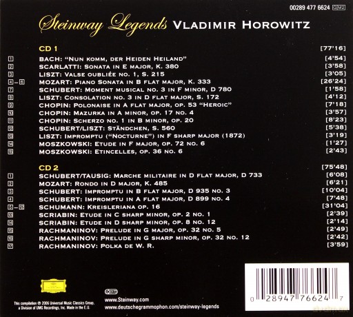 Vladimir Horowitz: Steinway Legends (digipack) [2CD]