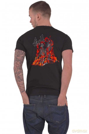 Yungblud: Unisex T-Shirt: Weird Flaming Skeletons (Black) (Back Print) (Medium)
