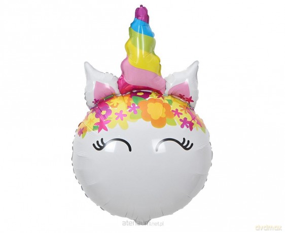 Balon foliowy Jednorożec z kwiatami 64x41cm