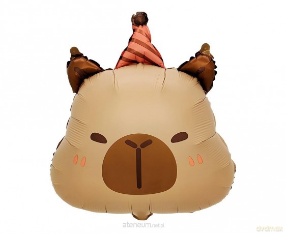 Balon foliowy Kapibara urodzinowa głowa 48x38cm