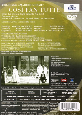 Von Otter Gardiner: Mozart Cosi Fan Tutte [2DVD]