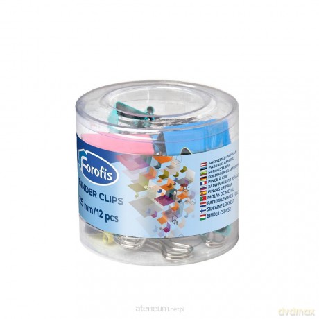 Klipy biurowe 25mm kolorowe pastel 12szt