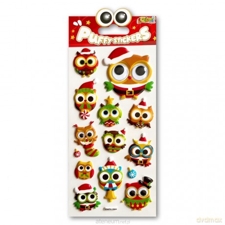 Naklejki puffy Christmas Owls