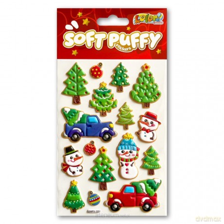 Naklejki puffy Christmas Tree and Smowmen