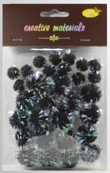 Pompony glitter czarne 15x25mm 30szt