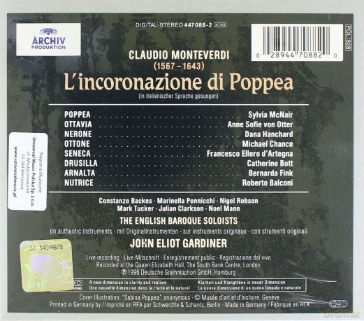 Von Otter,Mcnair,Gardiner: Monteverdi:L\'incoronazione Di Poppea [3CD]