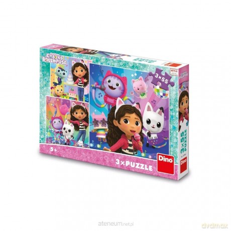 Puzzle 3w1 Koci Domek Gabi impreza 3x55el [PUZZLE]