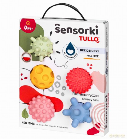 Sensorki Tullo. Piłki sensoryczne 5szt bez dziurki