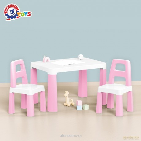 Stół dziecięcy różowy z dwoma krzesełkami