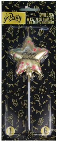 Świeczka w kształcie gwiazdy Happy Birthday
