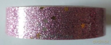 Taśma brokatowa z gwiazdkami lila 18mmx2m