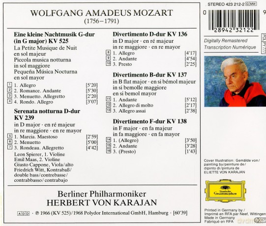 Berliner Philharmoniker & Herbert von Karajan: KARAJAN-EDITION ||| Mozart: Eine Kleine Nachtmusik, Divertimenti KV 136-137-138 [CD]