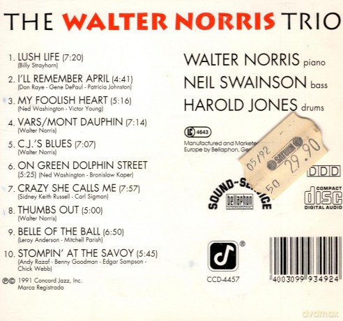 Walter Norris Trio: Lush Life [CD]