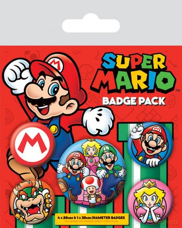 Super Mario Przypinki Pin-Back Buttons 5-Pack