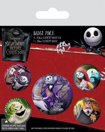 Nightmare Before Christmas Przypinki 5-Pack Characters