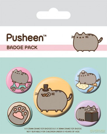 Pusheen Pin-Back Buttons 5-Pack Fancy