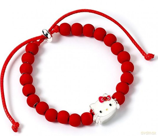 Hello Kitty Bracelet red beads with Hello Kitty Charm 21 cm