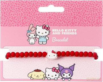 Hello Kitty Bracelet red beads with Hello Kitty Charm 21 cm