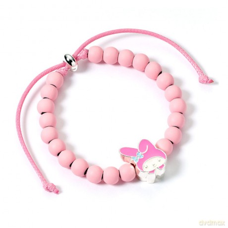 Hello Kitty Bracelet pink beads with My Melody Charm 21 cm