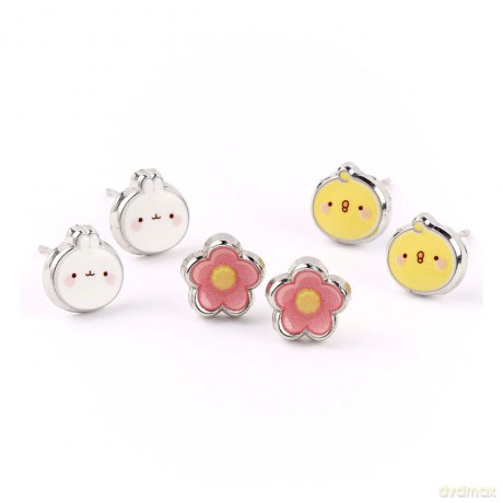 Molang Stud Earrings 3-pack Molang and Piu Piu