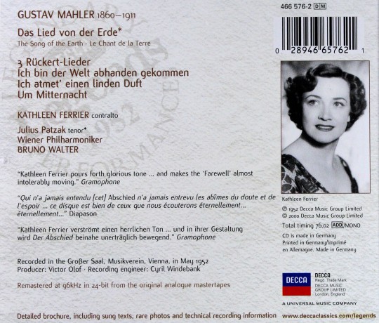 Walter: Decca Legends: Mahler [CD]