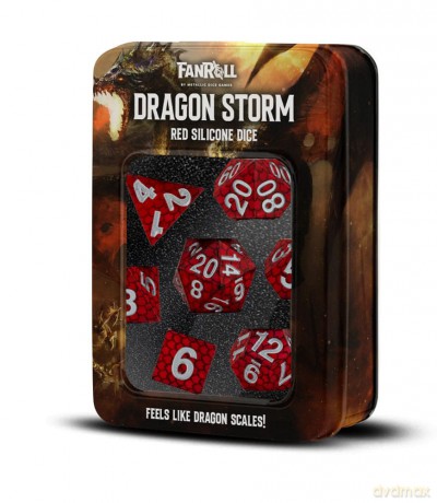 Dragon Storm Sharp Edge Silicone Dice Set Red Dragon Scales (7)