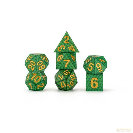 Dragon Storm Sharp Edge Silicone Dice Set Green Dragon Scales (7)