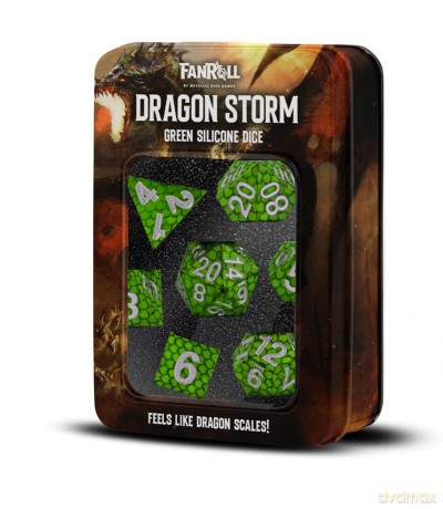 Dragon Storm Sharp Edge Silicone Dice Set Green Dragon Scales (7)