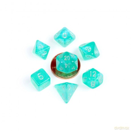 FanRoll Mini Dice Set Stardust Turquoise (7)