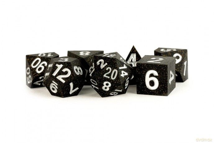 FanRoll Sharp Edge Silicone Dice Set Gold Scatter (7)