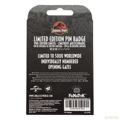 Jurassic Park Pin Badge Gates Hinged