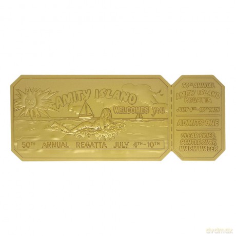 Jaws Replica 1/1 50th Anniversary Regatta Ticket 24k Gold Plated