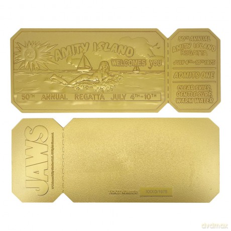 Jaws Replica 1/1 50th Anniversary Regatta Ticket 24k Gold Plated