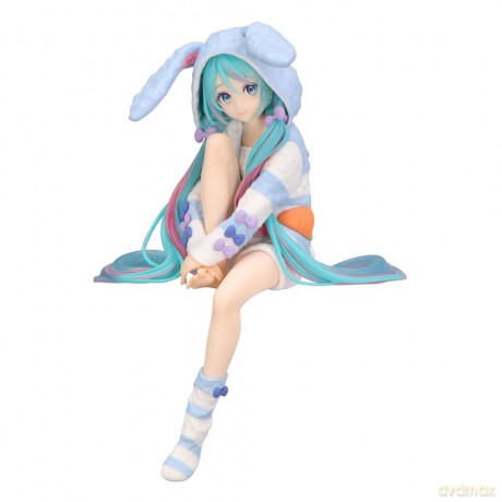 Hatsune Miku Noodle Stopper PVC Statue Hatsune Miku Rabbit Ear Hood Pajama Blue Color Ver. 14 cm