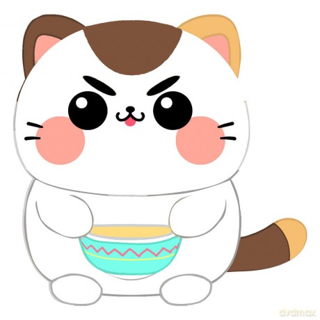 Funny Cat Plush Figure Cat with Soup 25 cm