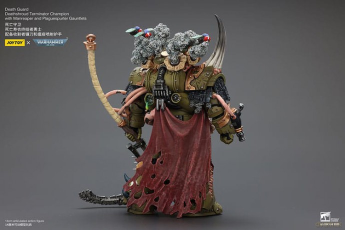 Warhammer 40k Action Figure 1/18 Death Guard Deathshroud Terminator Champion with Manreaper and Plaguespurter Gauntlets 14 cm