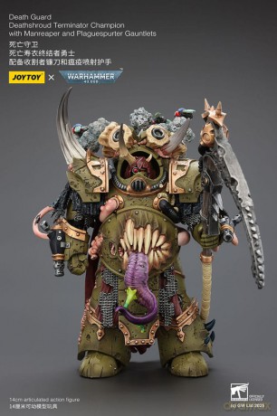 Warhammer 40k Action Figure 1/18 Death Guard Deathshroud Terminator Champion with Manreaper and Plaguespurter Gauntlets 14 cm